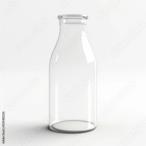 Fototapeta Fresh milk in a glass bottle mockup isolated on white background with clipping path