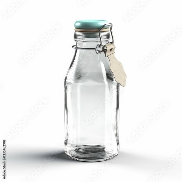 Fototapeta Fresh milk in a glass bottle mockup isolated on white background with clipping path