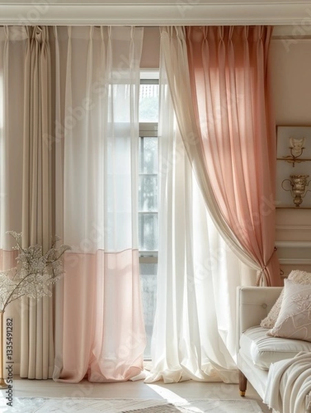 Fototapeta curtain decoration wallpaper with modern and classic concept with home room background Generate AI