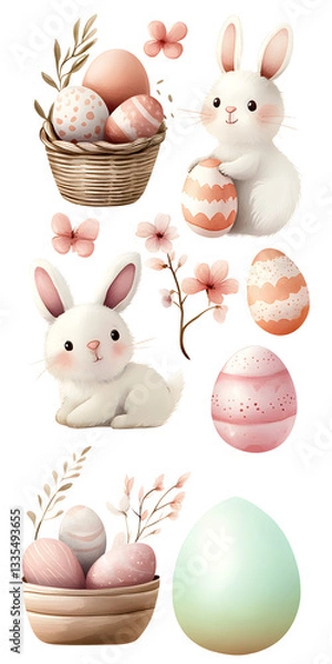 Obraz easter eggs and bunny