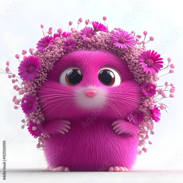 Obraz pink hamster with flower
