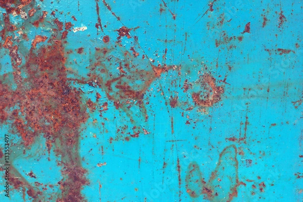 Obraz texture of blue painted rusty metal sheet
