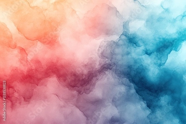Obraz Abstract watercolor cloudscape, vibrant colors, soft blended hues