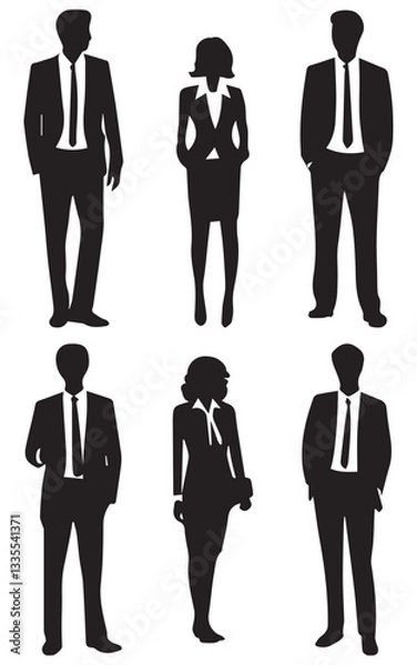 Fototapeta Silhouettes of Men and Women Standing Business People Group