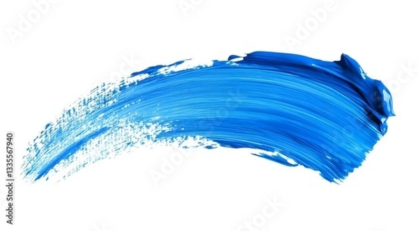 Obraz Hand painted stroke of blue paint brush isolated on white background,
