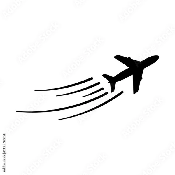Fototapeta Airplane Takeoff Icon with Speed Lines