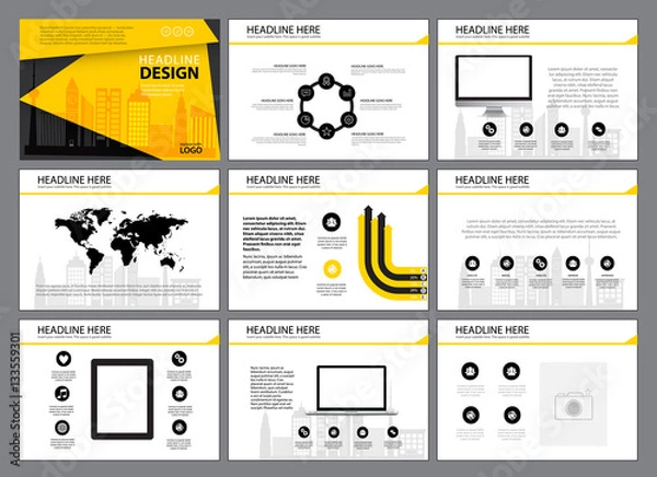 Fototapeta Page layout design template for presentation and brochure , Annual report, flyer page with infographic element