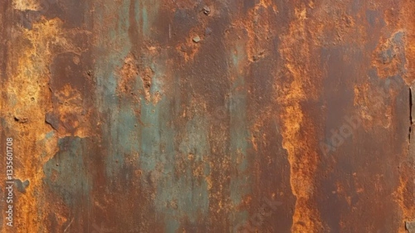 Fototapeta Rustic Metal Texture: Weathered Brown and Teal Rust