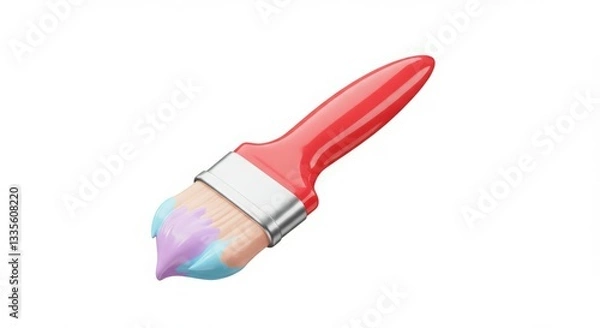 Fototapeta Red paintbrush with pastel paint