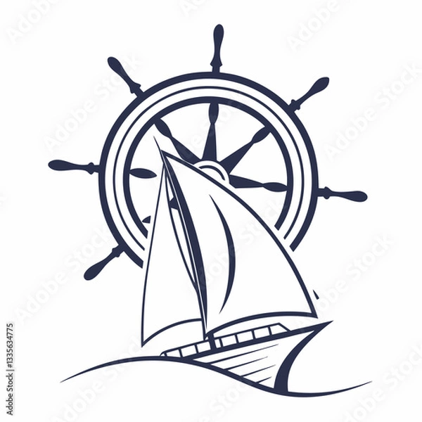 Fototapeta vector illustration of a ship