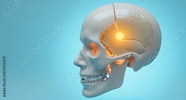 Fototapeta Futuristic 3d digital twin model of the human head anatomy