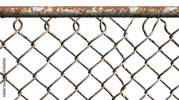 Fototapeta Chain link fence, cut out. Isolated on a transparent background.