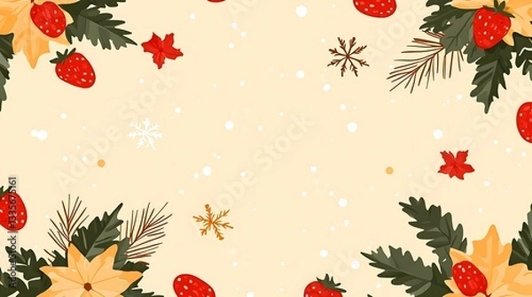 Obraz Festive Strawberry Christmas Border