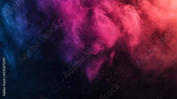 Obraz Colored powder explosion on gradient dark background Freeze motion