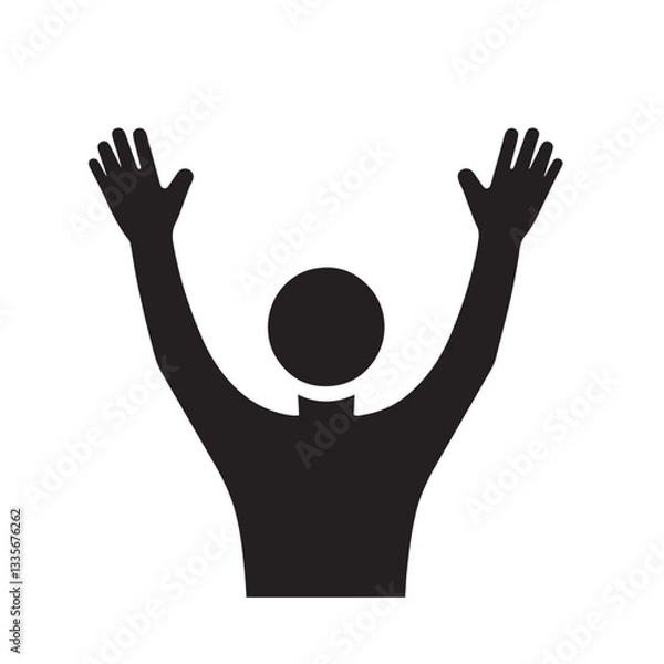 Fototapeta Man, silhouette with spread hand vector design.