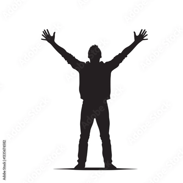 Fototapeta Man, silhouette with spread hand vector design.