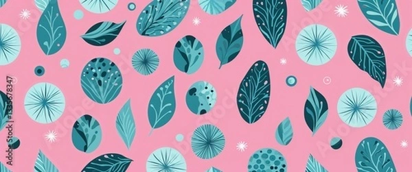 Fototapeta aquamarine pattern on pink plain background digital abstract art work illustration design