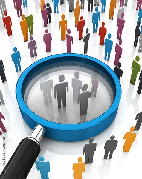 Fototapeta focused examination of diverse group, highlighting segments, reflecting curiosity and insight into population trends