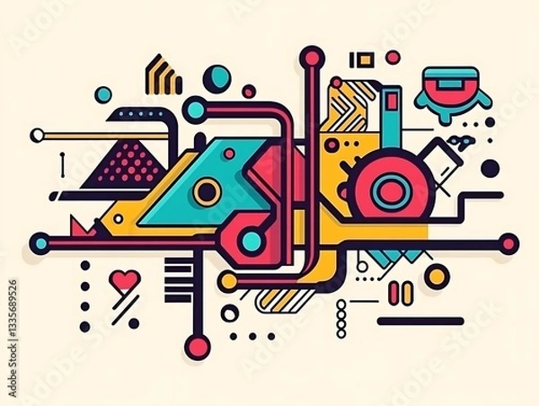 Fototapeta Abstract Geometric Composition, digital art