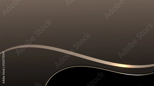 Fototapeta Abstract luxury gold ribbon lines elements with glowing light effect on background.