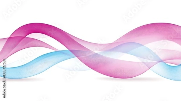Obraz Abstract pink and blue wave lines on white background.