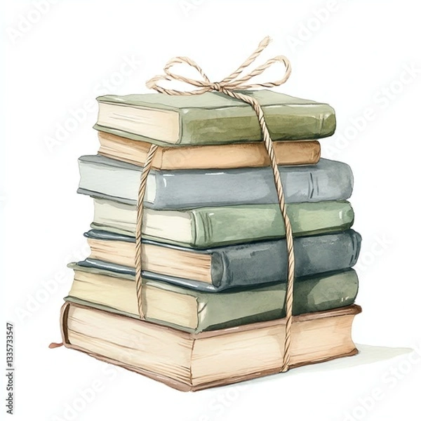 Fototapeta A stack of vintage books tied with twine, perfect for any literary-themed design or educational project.