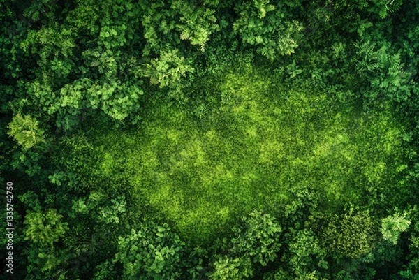 Fototapeta High Resolution Visual of Top View Peaceful Green Land