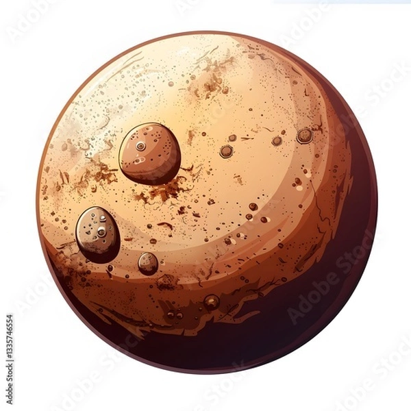 Fototapeta Detailed Illustration of a Planetary Body with Craters and Texture