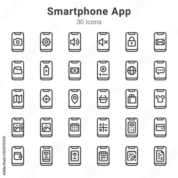 Fototapeta 30 icon collections about smartphone app and related topics