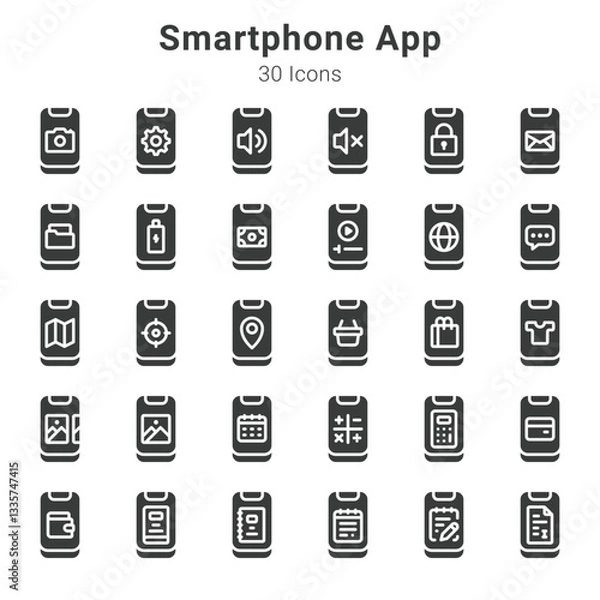 Fototapeta 30 icon collections about smartphone app and related topics