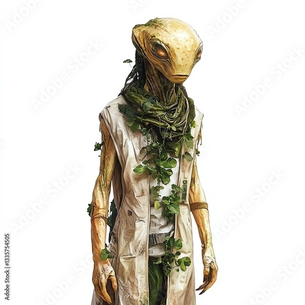 Obraz An alien figure dressed in modern attire, symbolizing science fiction and extraterrestrial life.