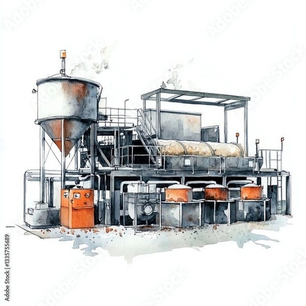 Obraz An industrial facility with machinery, showcasing modern production equipment and operational efficiency.