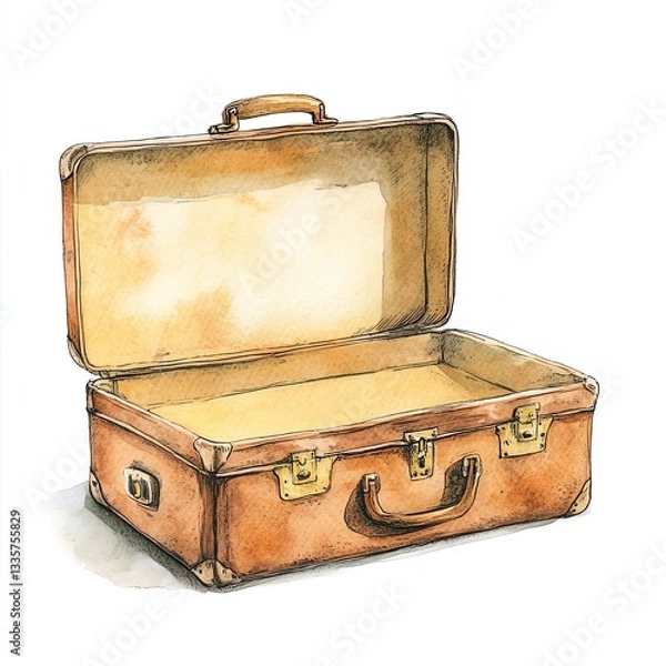 Obraz An open vintage suitcase ready for travel, evoking wanderlust and adventure.