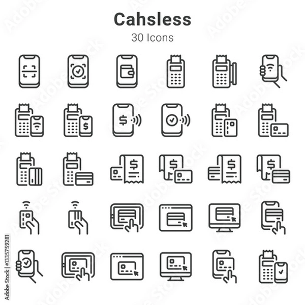 Fototapeta 30 icon collections about cashless and related topics