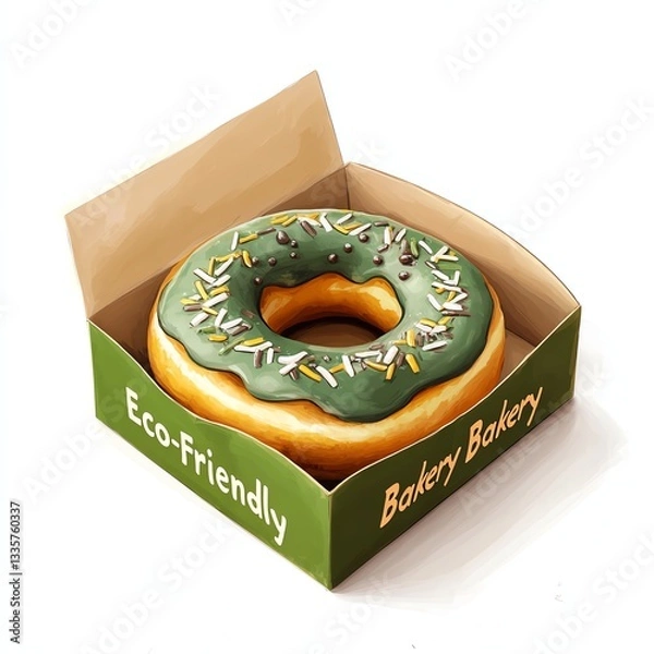 Obraz Eco-friendly donut presented in a stylish box, showcasing indulgence and sustainability in modern baking.