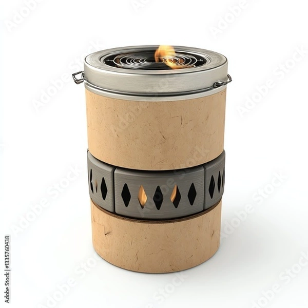 Obraz Eco-friendly portable stove for outdoor cooking, ideal for camping and recreational activities.