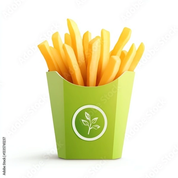 Obraz Freshly made french fries served in an eco-friendly container, perfect for any healthy dining experience.