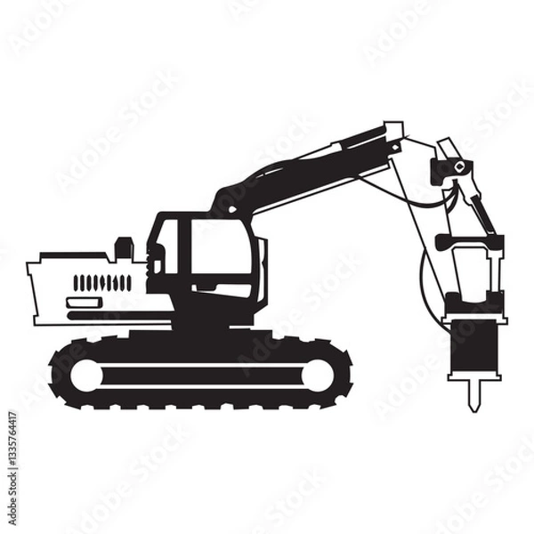 Fototapeta illustration of heavy equipment car for construction project,vector,project tools,on white background.