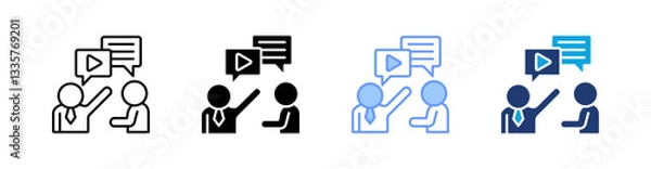 Fototapeta Video Chat Multi Style Icon Set Vector 