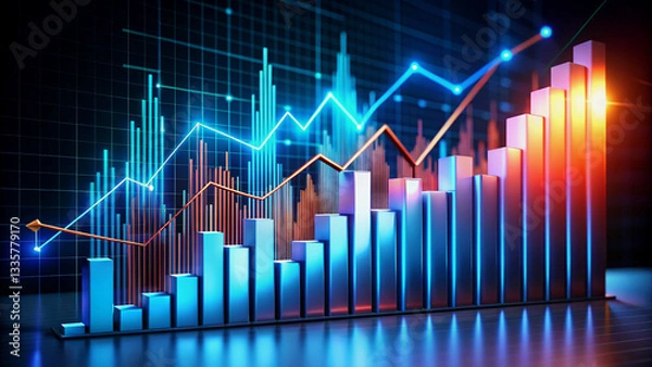 Fototapeta Dynamic Graph Illustrates Growing Financial Success