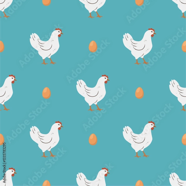 Fototapeta Seamless pattern with chicken and egg