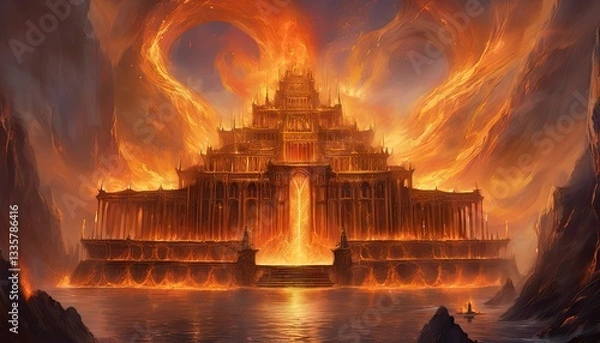 Obraz Fantasy fire castle