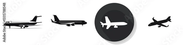 Obraz Airplane fleet types, white background isolated on white or transparent