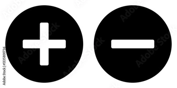 Fototapeta Plus minus circular element icon vector illustration. Add and remove round button icons