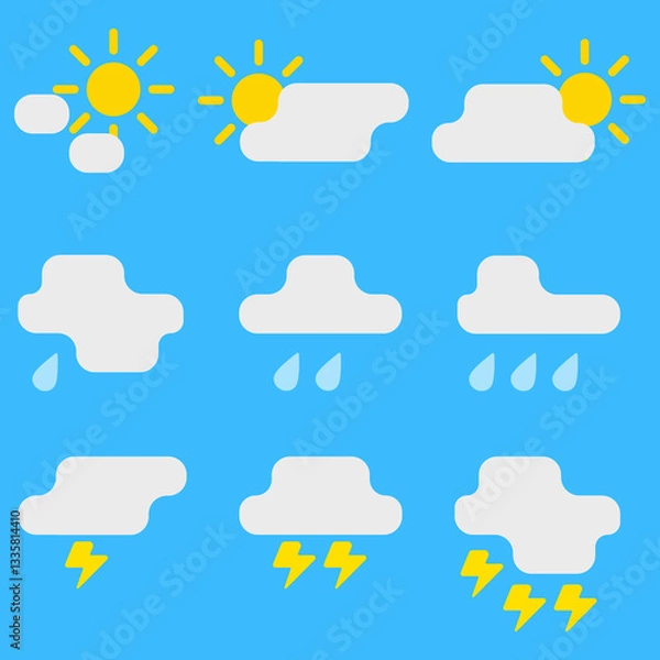 Obraz flat design weather icon set