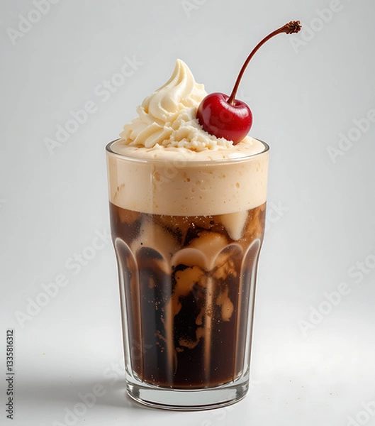 Fototapeta A Root Beer Float Isolated on a White Background