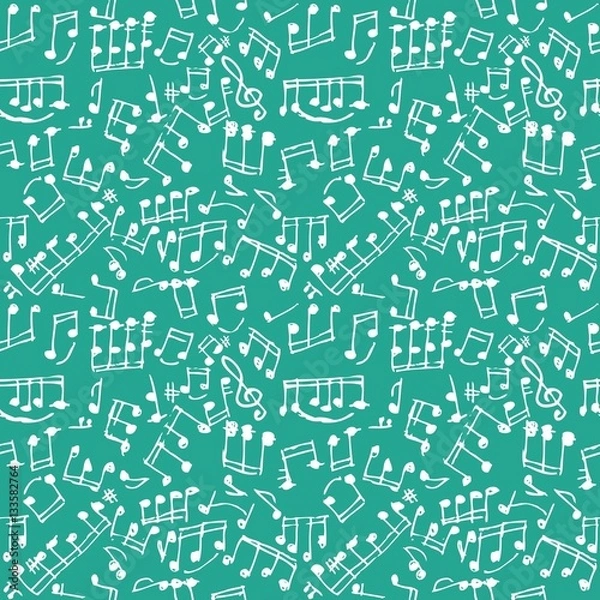 Obraz Seamless musical notes pattern.  Seamless doodle composition pattern. Seamfree vector musical notes background. 