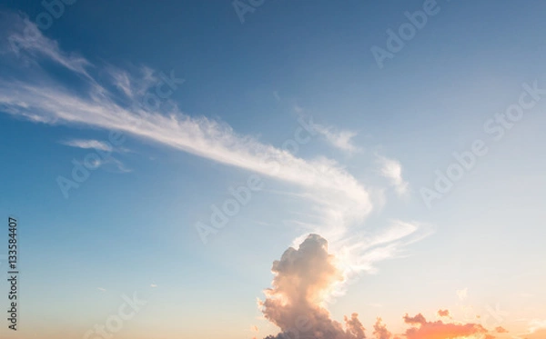 Fototapeta colorful dramatic sky with cloud at sunset