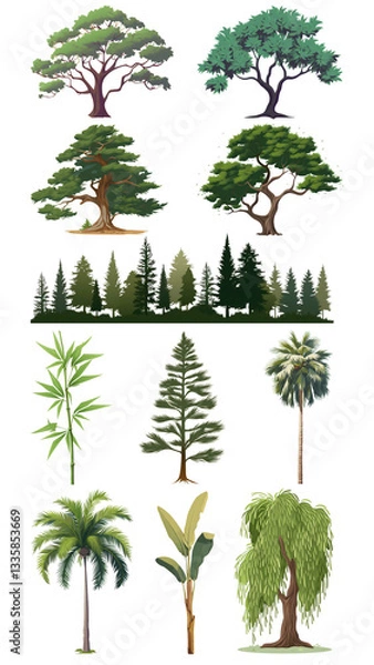 Fototapeta PNG tree element set, transparent background