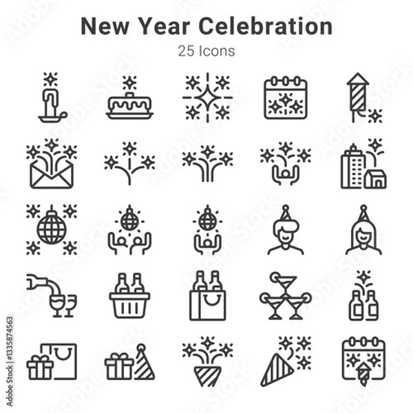 Fototapeta 25 icon collections about new year celebration and related topics